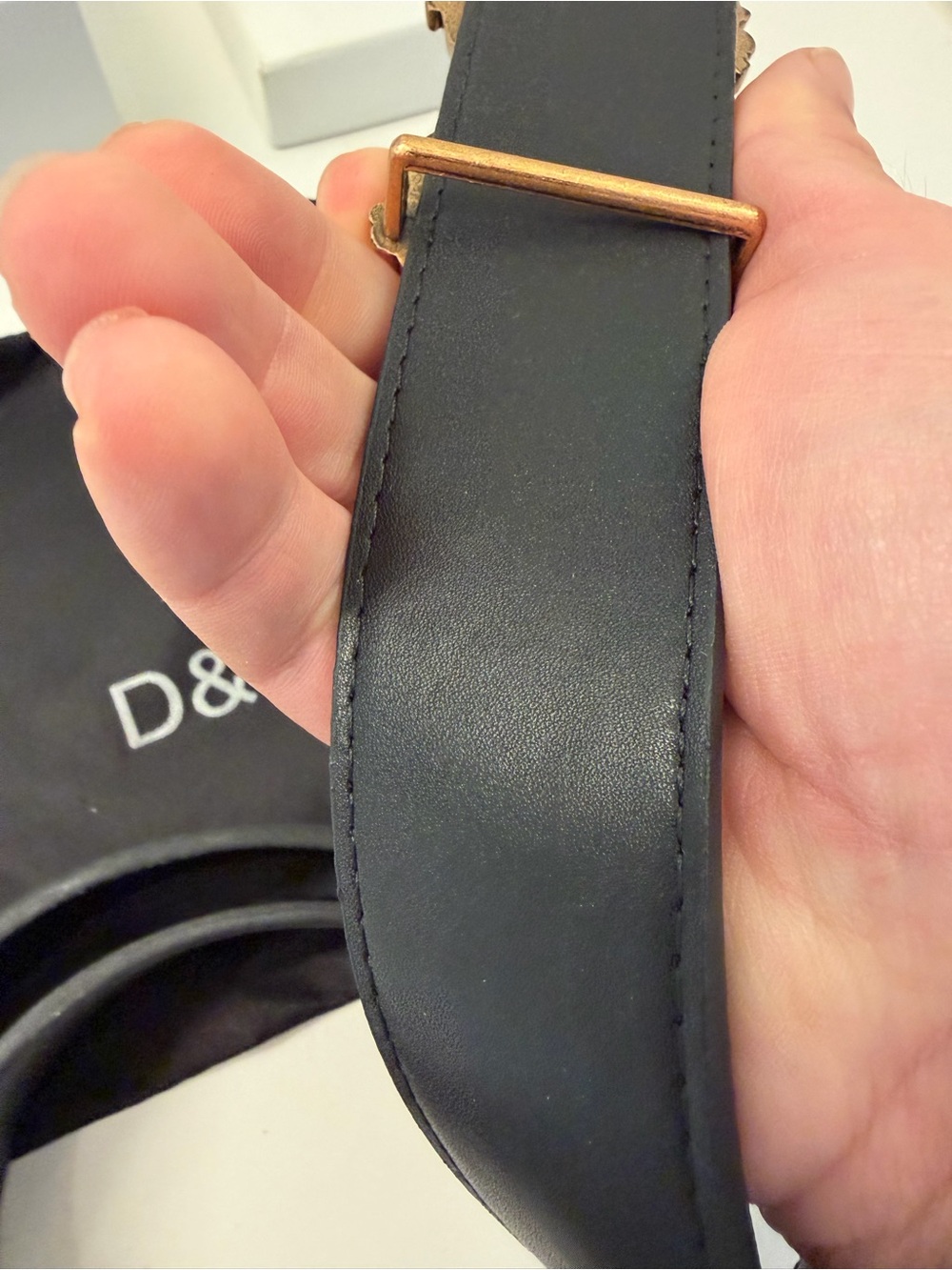 Dolce & Gabbana D&G Black Leather Ornate DG Buckle Belt - Picture 6 of 8